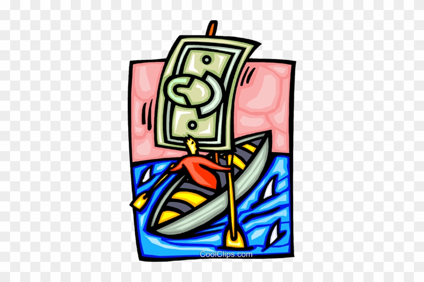 Boat With Dollar Bill Sail Royalty Free Vector Clip - Eurocurrency Market #1413269