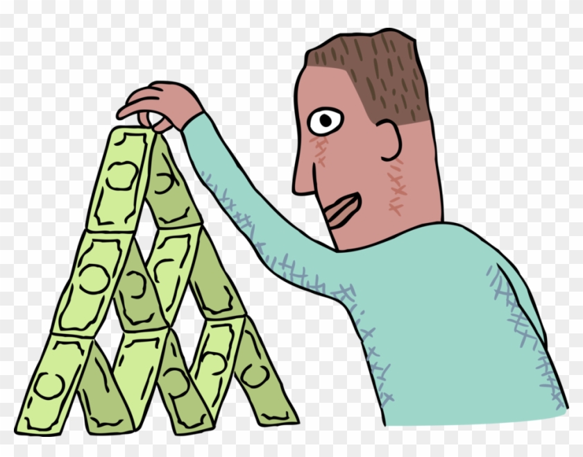 Man Stacking Dollar Bills Royalty Free Vector Clip - Vector Graphics #1413272