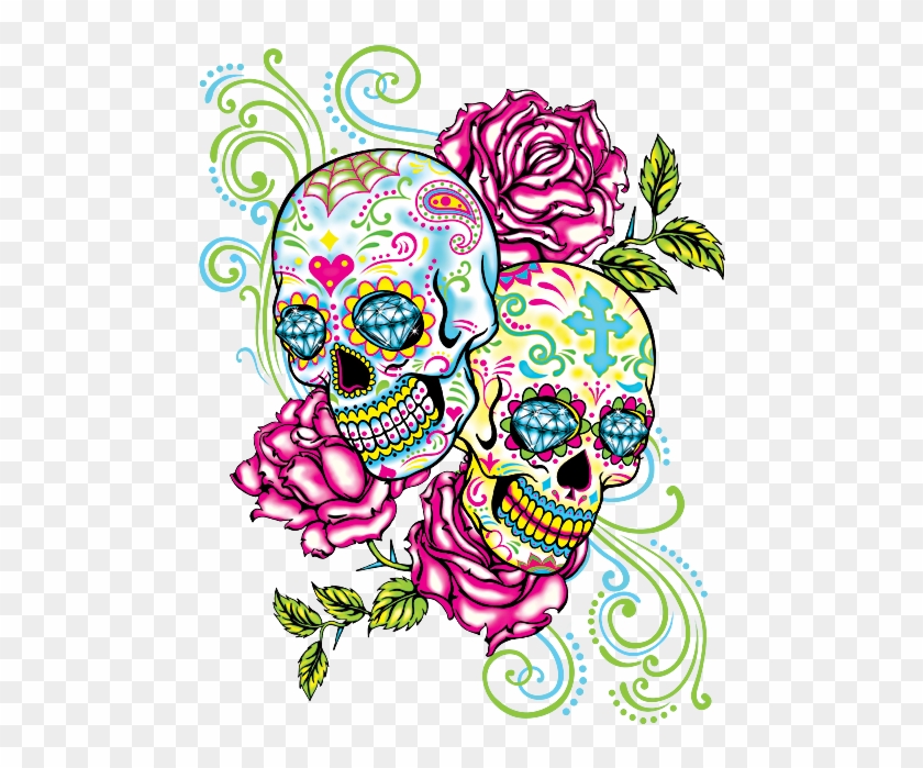 Two Neon Tattoo Pinterest Skull - Sugar Skulls And Roses #1413395