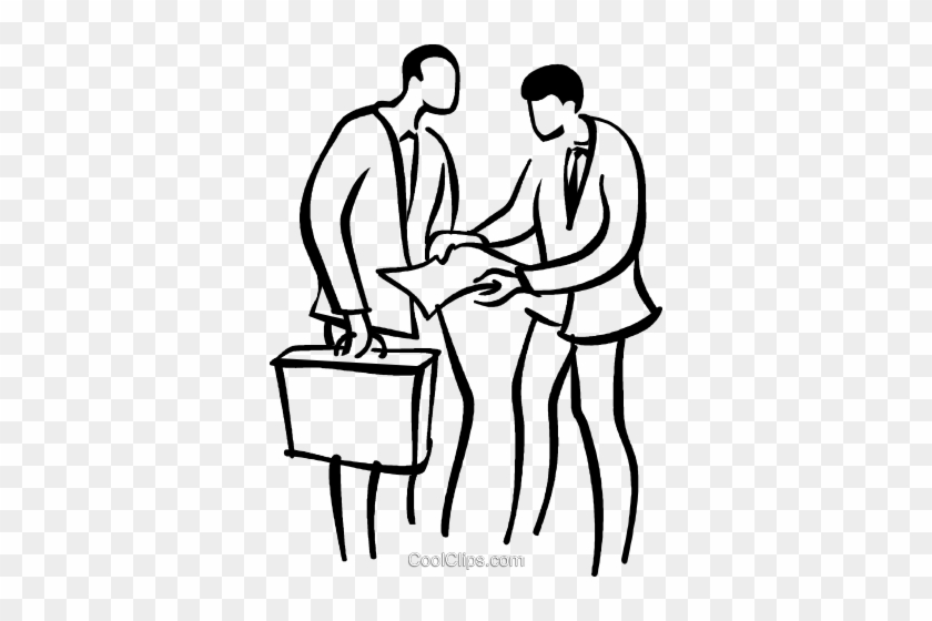Businessmen Looking At A Document Royalty Free Vector - Line Art #1413608