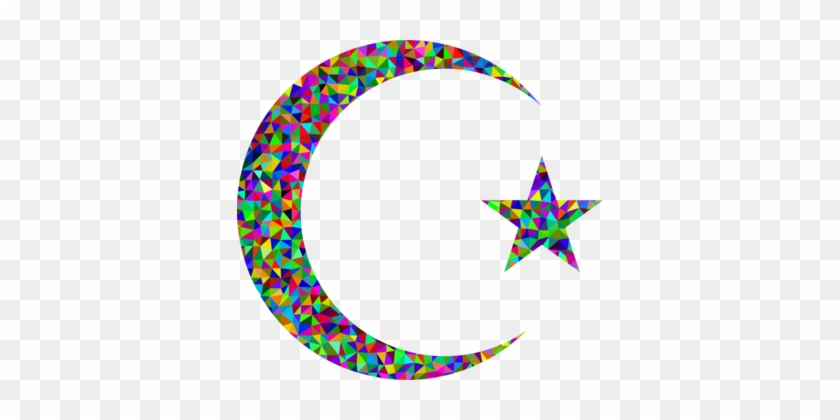 Star And Crescent Moon Symbols Of Islam - Crescent Moon And Star Mosaic #1413648