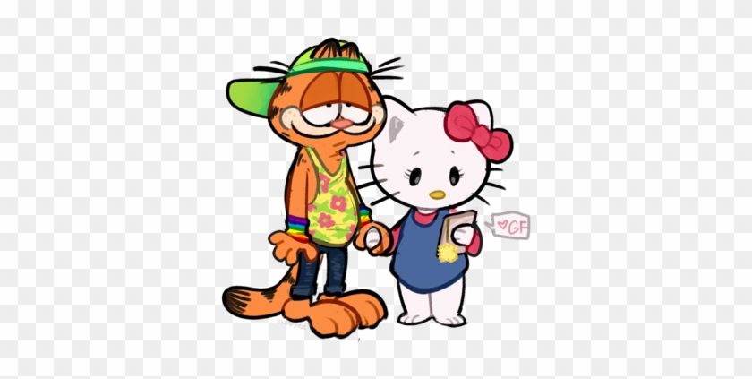 Vector Library Download Best Tumblr Theyre At Pride - Garfield And Hello Kitty #1414110