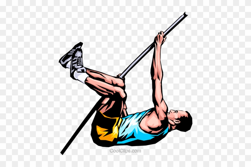 Pole Vaulter Royalty Free Vector Clip Art Illustration - Pole Vault #1414184