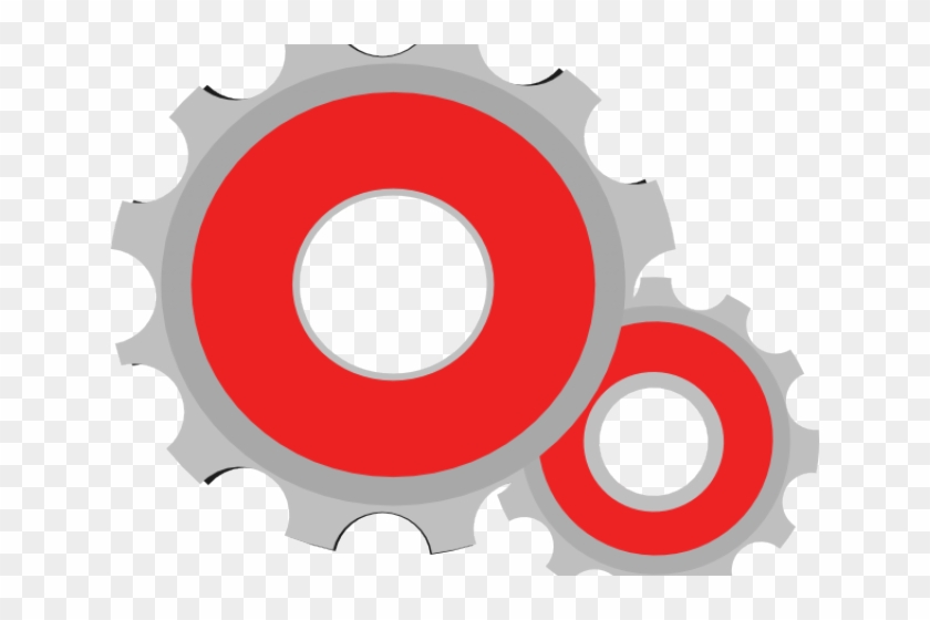 Gears Clipart Red - Brown Bg, Blue Border Circle Cc #1414320