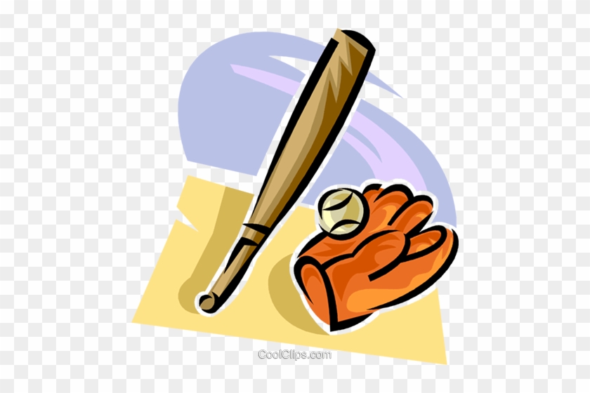 Baseball Bat And Glove Royalty Free Vector Clip Art - Baseball #1414354