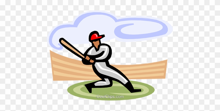 Baseball Player At Bat Royalty Free Vector Clip Art - Baseball Diamond Is A Square With Sides Of 90 Feet #1414358