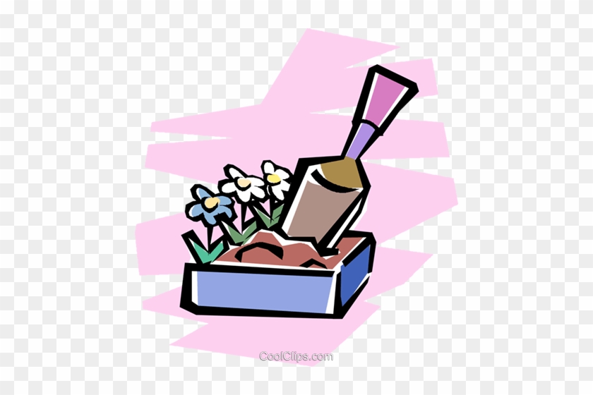 Box Of Flowers And Gardening Tools Royalty Free Vector - Deer Clip Art #1414465