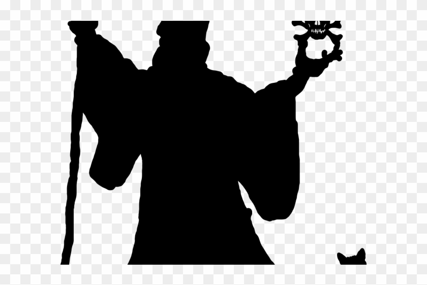Wizard Clipart Shadow - Black And White Wizard Clipart #1415171