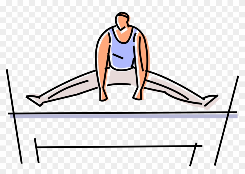 Gymnast Performs On Bars Vector Image Illustration - Gymnastics #1415231