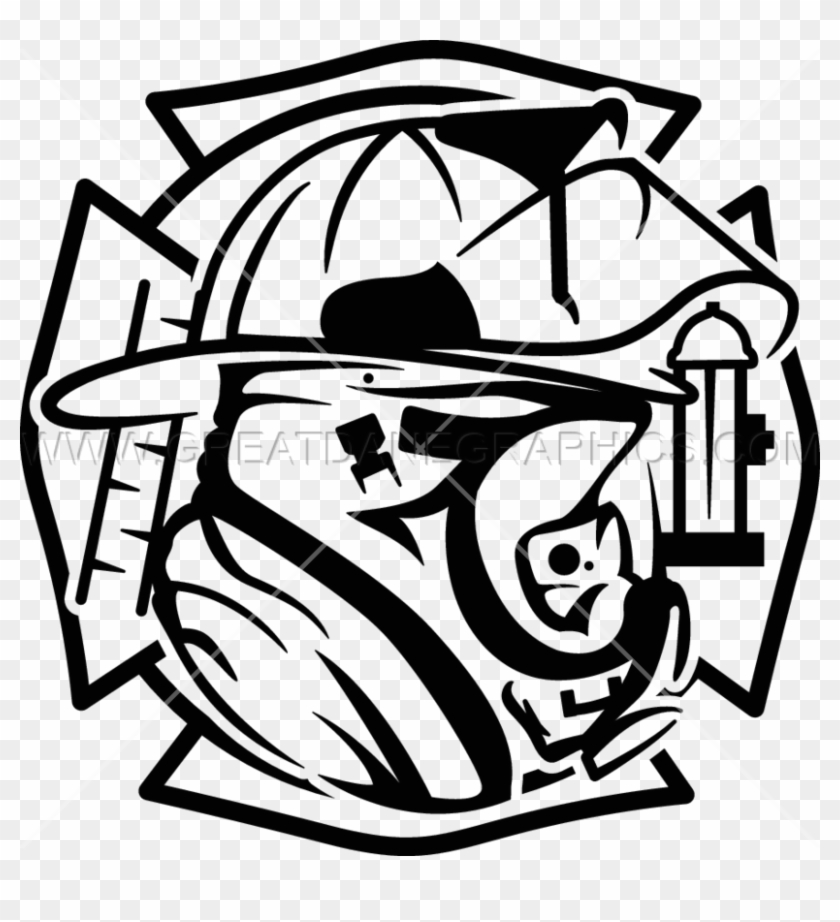 Clip Art Transparent Library Fireman Helmet Clipart - Maltese Cross Black And White Firefighter #1415521