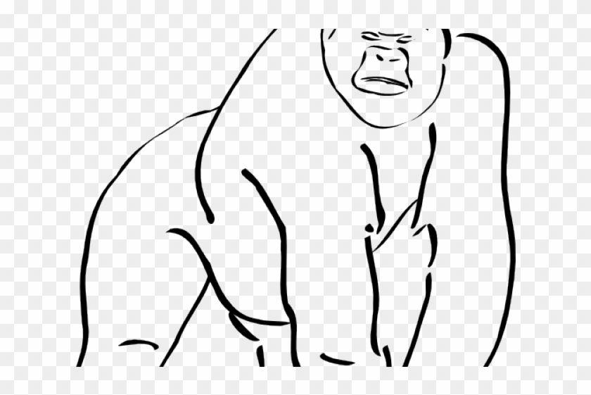 Gorilla Clipart Footprint - Gorilla Cartoon Black And White #1415646