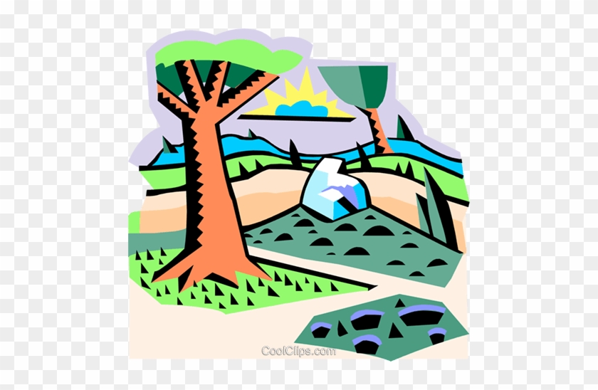Country Landscape Royalty Free Vector Clip Art Illustration - Country Landscape Royalty Free Vector Clip Art Illustration #1415993
