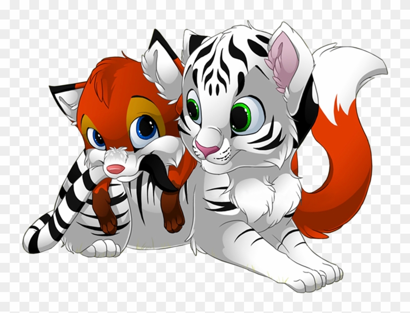 Leopard Clipart Fox - Fox Kiss Tiger #1416133