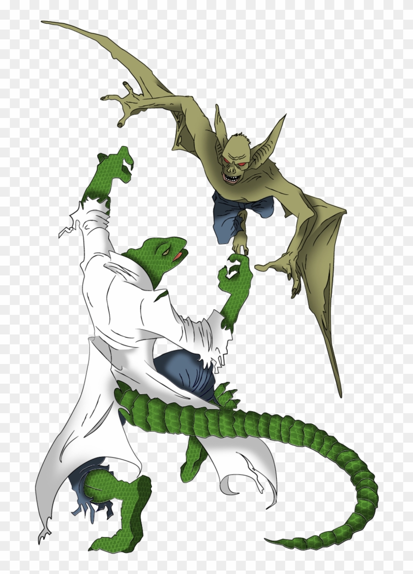 Leopard Lizard Clipart Superhero - Lizard Vs Man Bat #1416148