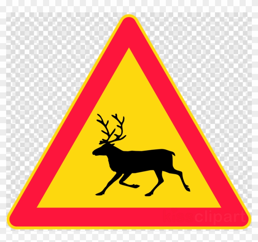 Reindeer Road Sign Finland Clipart Lemmenjoki National - Radiation Hazard Symbol #1416644