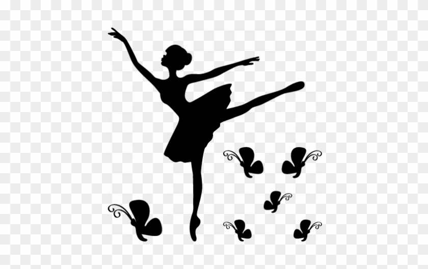 Stickers Danseuse Et Papillons - Dessin Danseuse Noir Et Blanc #1417467