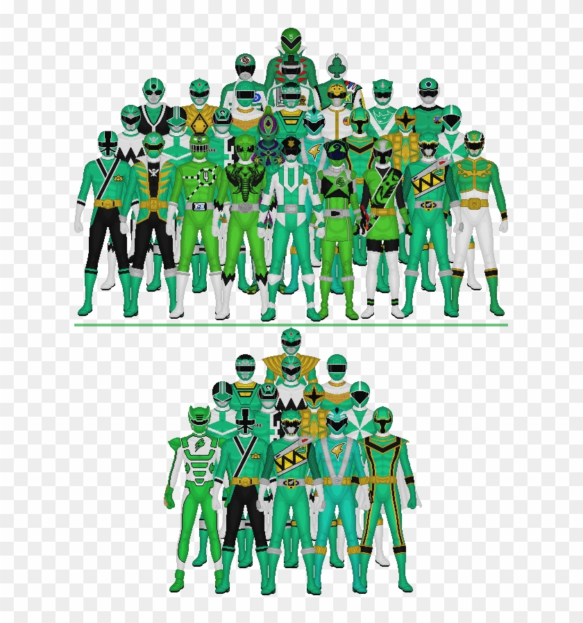 All Super Sentai And Power Rangers Greens By Taiko554 - Super Sentai All Green #1417743
