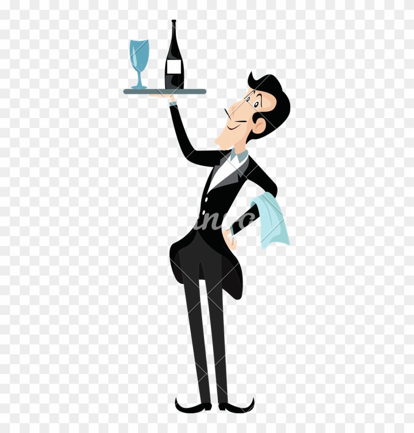 Vector Illustration Waiter Character Servant - Illustration #1418346