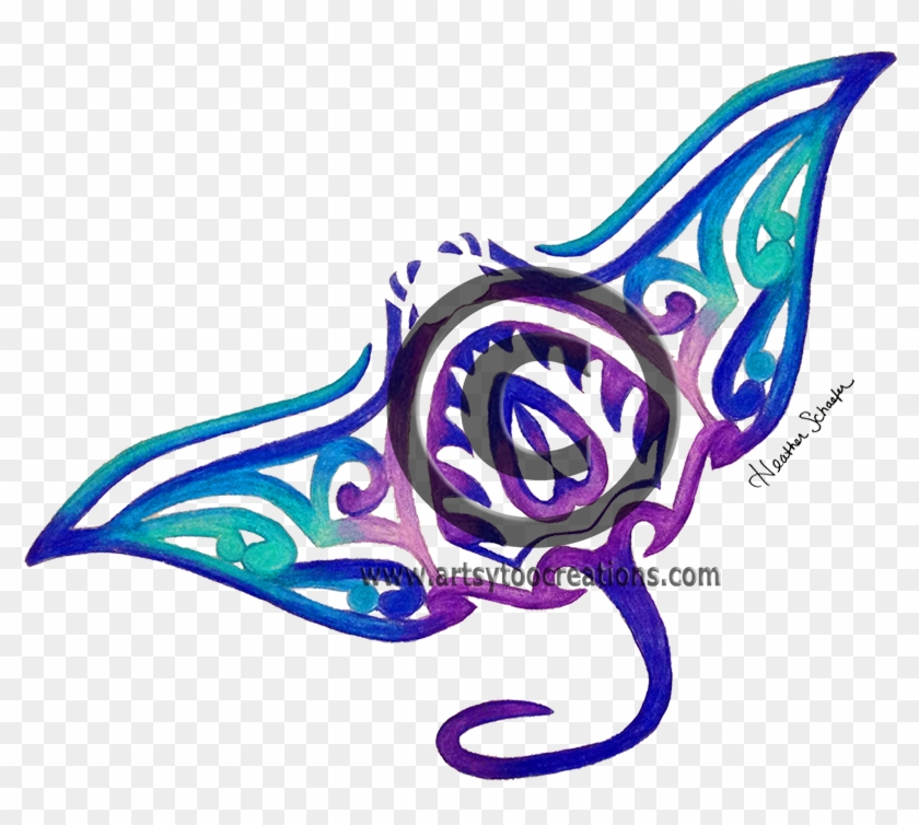 Manta Ray Clipart Kawaii - Easy Manta Ray Drawing #1418377