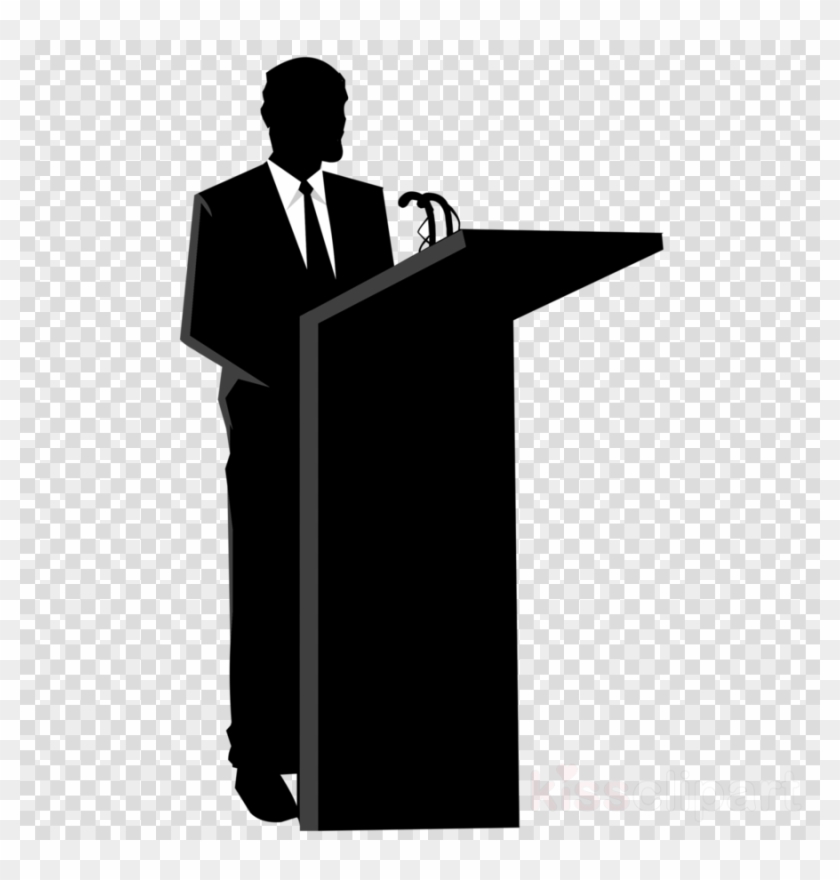 Clip Art Black And White Public Speaking Clipart Public - Person Talking At Podium #1418383