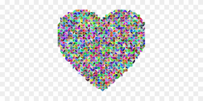 Crystal Heart Glass Description Pixel Art - Triangular Mosaic #1418703