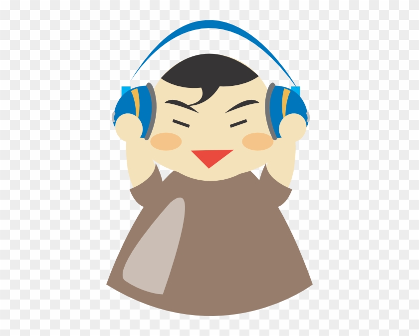 Asian Cartoon Characters - Kid With Headphones Clipart #1418899