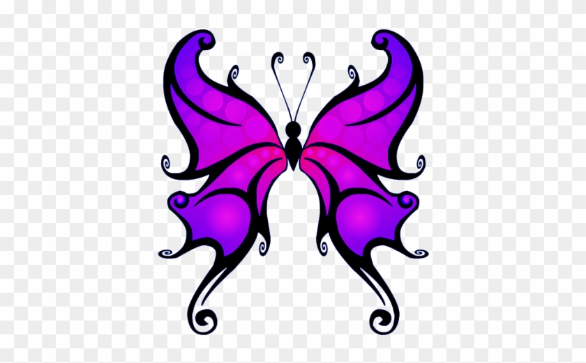 Purple Butterfly Clipart - Fantasy Butterfly Tattoo Outline #1420530