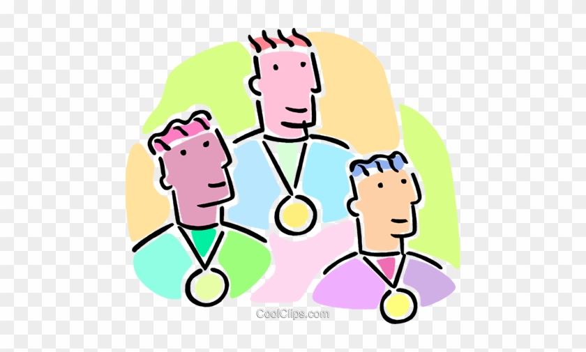 Athletes With Medals Royalty Free Vector Clip Art Illustration - Winners Clipart #1420697