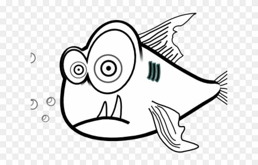 Piranha Clipart Black And White - Fish Coloring Pages #1421105