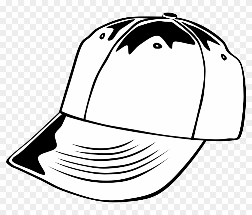 Clipart - Baseball Cap - Cap Black And White #1421197