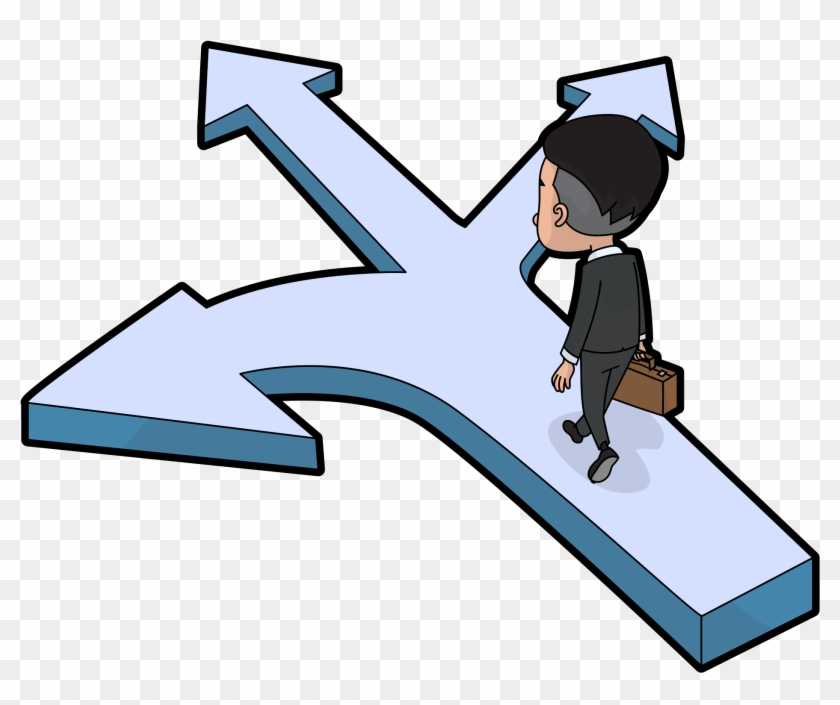 Clipart Walking Arrival Time - Crossroad Cartoon #1421430