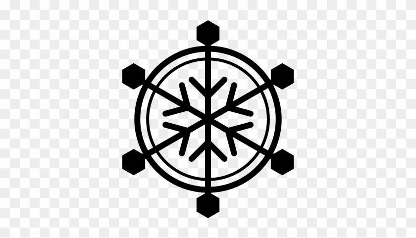 Snowflake With Round Border Vector - Transparent Icon Snow #1421468