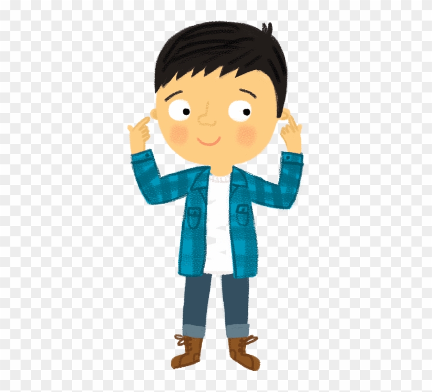Boy Pointing To His Ears - Boy Pointing To Ears Clipart #1421628