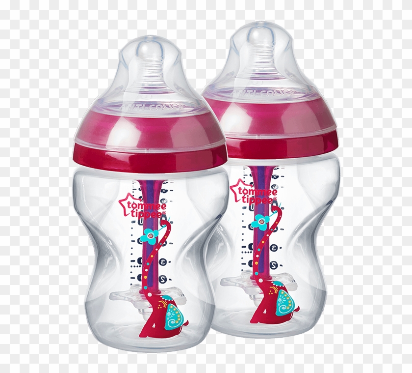 Advanced Anti Colic Feeding Bottle, Dec, 2x 9oz, Girl, - Tommee Tippee Pink Advanced Anti Colic #1422324