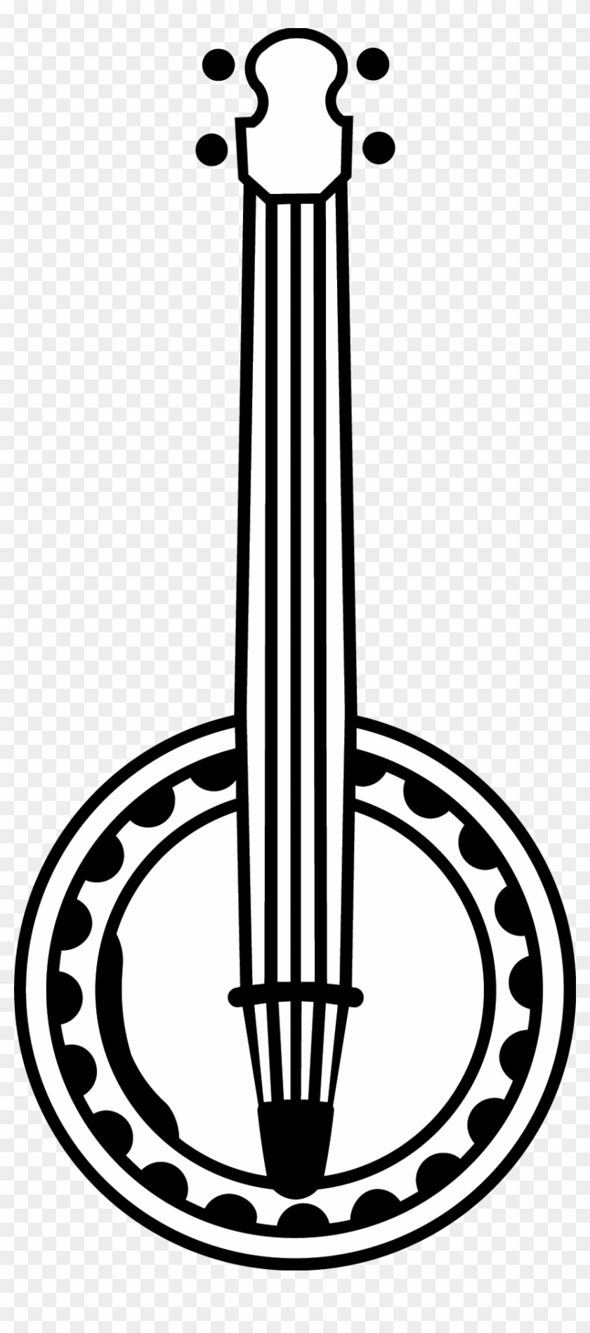 4 - Black And White Banjo Clipart #1423249