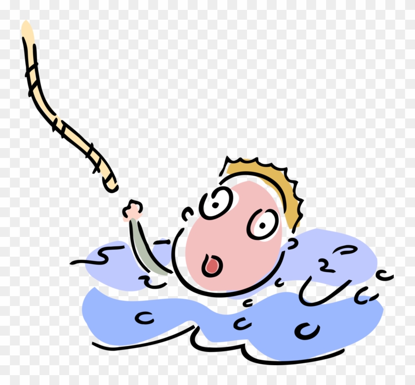 Vector Illustration Of Drowning Businessman In Water - Vector Graphics #1424133