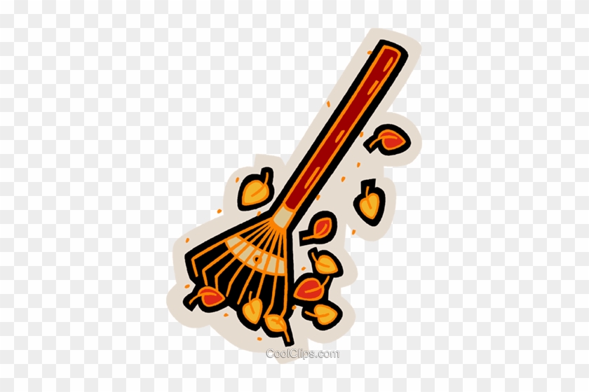 Rake With Leaves Royalty Free Vector Clip Art Illustration - Cartoon Images Of A Rake #1424737