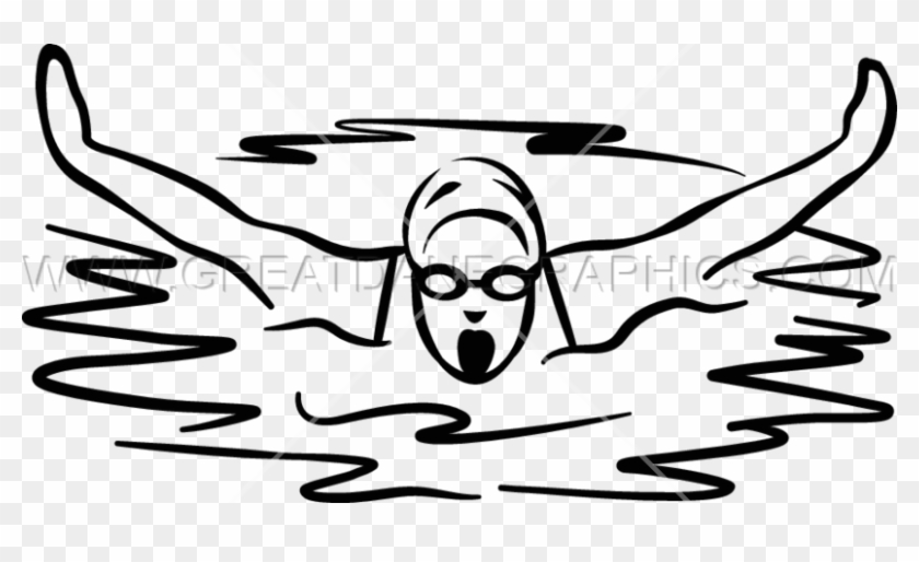 Vector Free Female Swimmer Production Ready Artwork - Swimming Clip Art Black And White #1425293