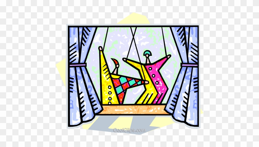 Puppets Performing On A Stage Royalty Free Vector Clip - Drawing For Puppet Show #1425804