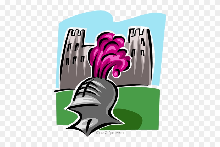 Knight Helmet In Front Of Castle Royalty Free Vector - Knight Helmet In Front Of Castle Royalty Free Vector #1425832