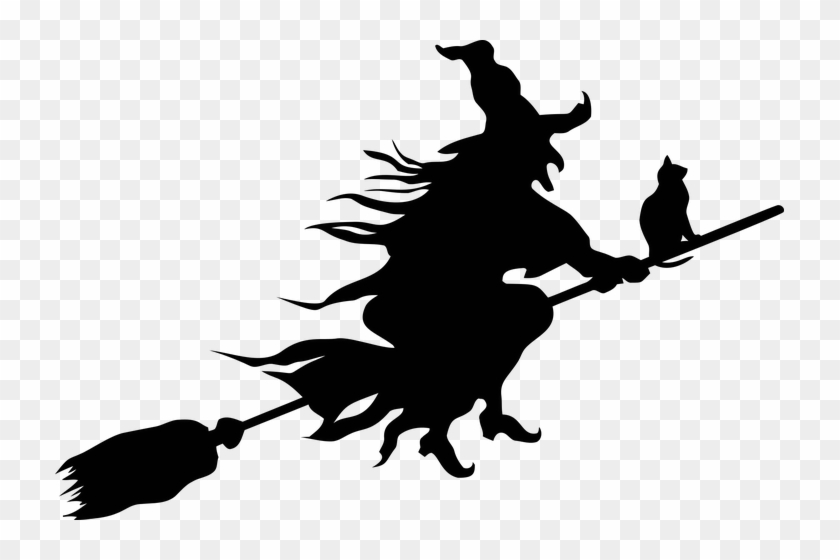 Witch, Evil, Scary, Spooky, Halloween, Flying, Cat - Witch Silhouette Png #1426146