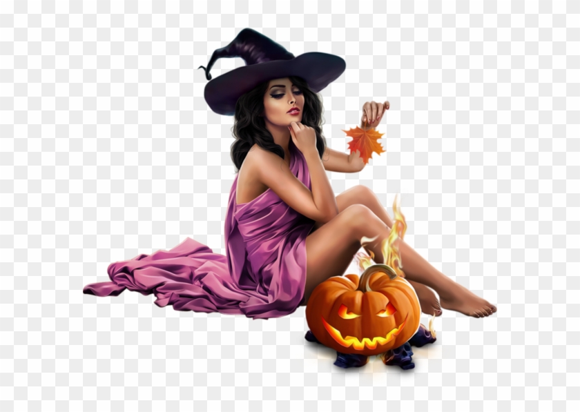 Szép Boszorkány És Sütőtök, Cső Png - Halloween Femme Tubes Png #1426164