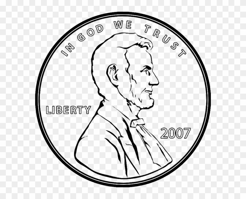 Vector Royalty Free Front Psd Official Psds - Penny Clipart Black And White #1426682