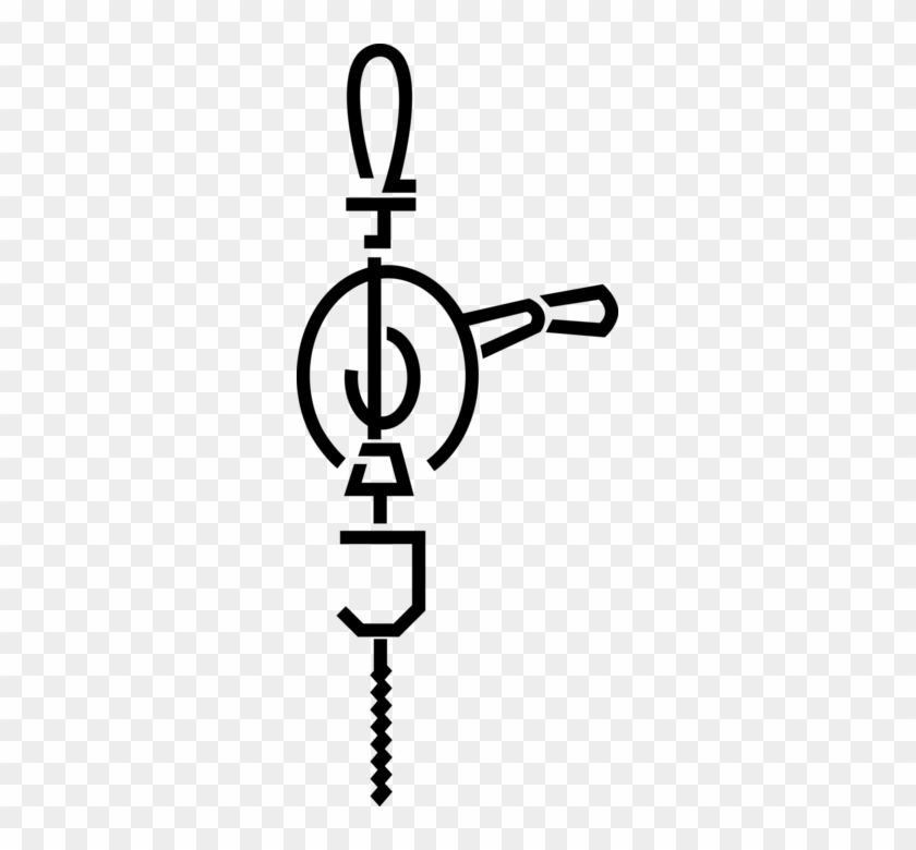 Vector Illustration Of Hand-powered Hand Drill Tool - Vector Graphics #1427033