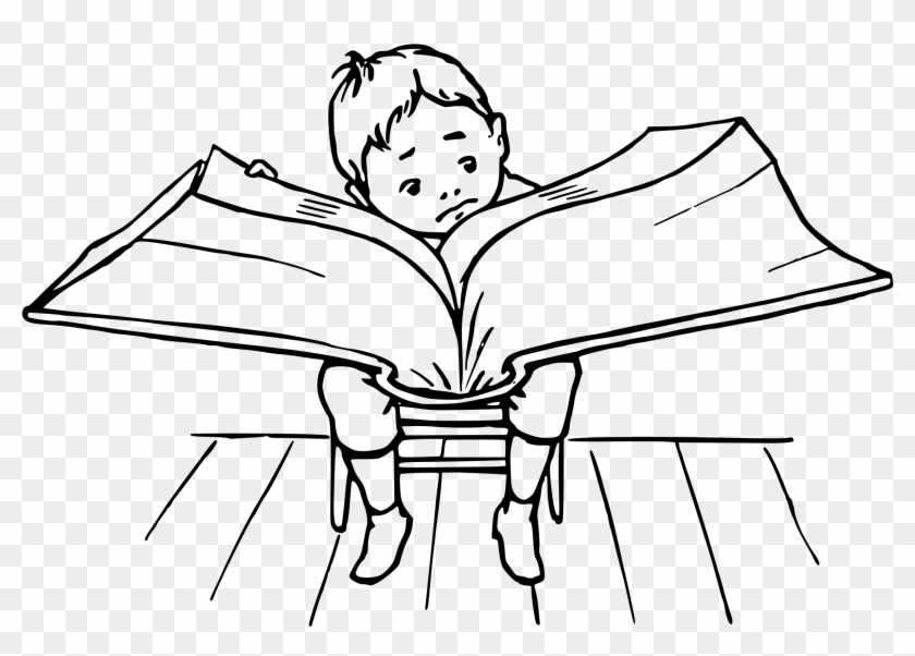 Read A Book Clipart Black And White - Drawing Of Reading Book #1427132