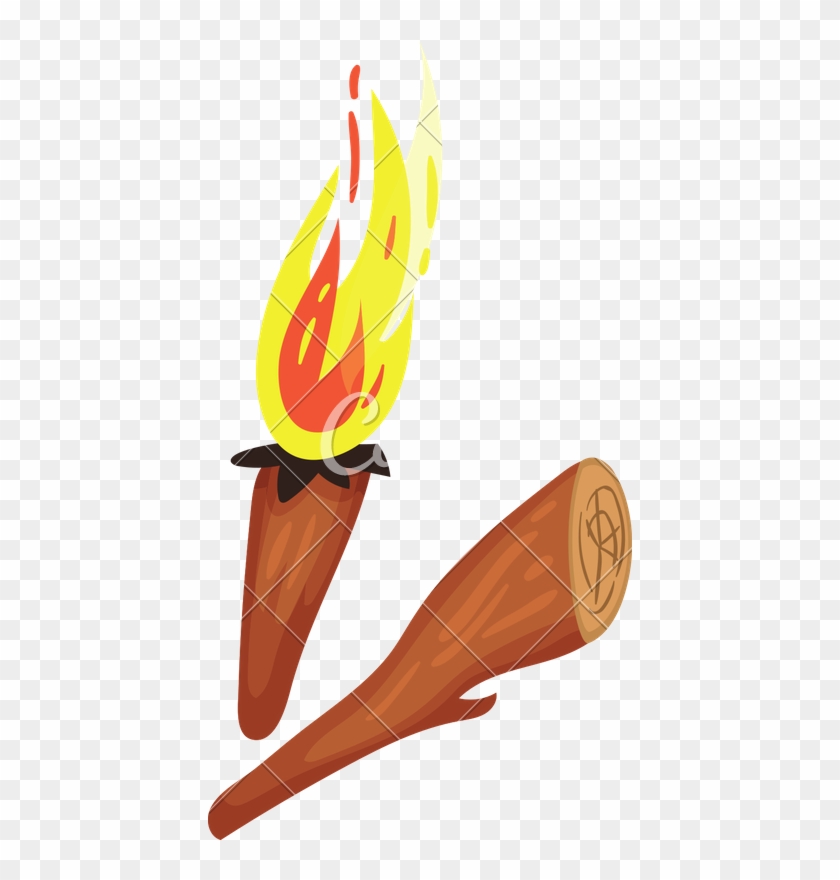 Wooden Torch With Burning Fire - Burning Piece Of Wood #1427814
