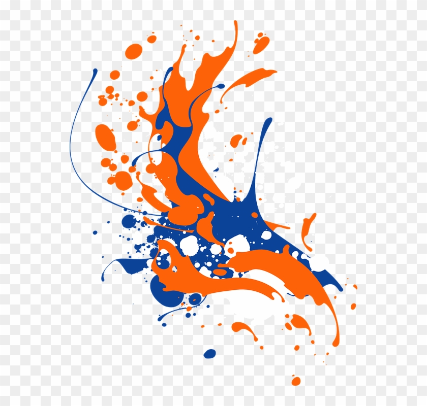 Splash Clipart Ink Paint Splash - Orange Blue Color Splash #1428179