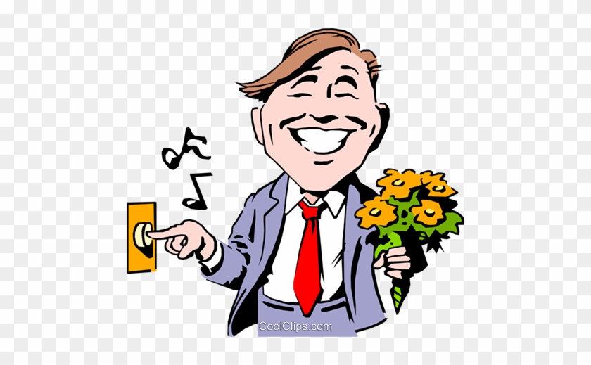Cartoon Date Royalty Free Vector Clip Art Illustration - Doorbell Clipart #1428409
