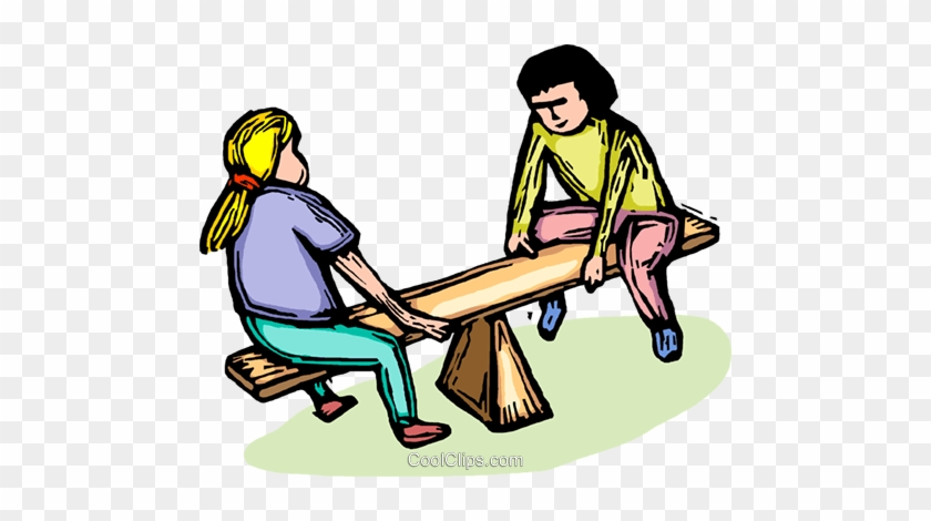 Children Playing On A Teeter-totter Royalty Free Vector - Clip Art #1428854