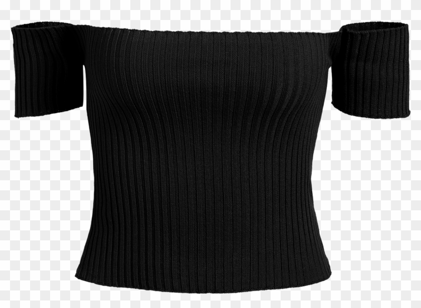 Clip Art Rib Knit Off The Crop Top In - Off The Shoulder Top Transparent #1429210